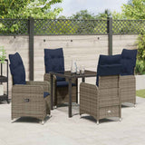 Garden Dining Set with Cushion 5 pcs Black Poly Rattan