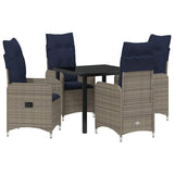 Garden Dining Set with Cushion 5 pcs Black Poly Rattan - Front View
