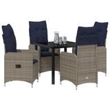 Garden Dining Set with Cushion 5 pcs Black Poly Rattan