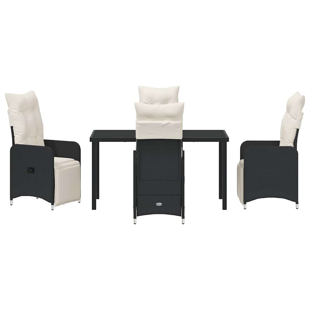 Garden Dining Set with Cushion 5 pcs Black Poly Rattan