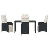 Garden Dining Set with Cushion 5 pcs Black Poly Rattan