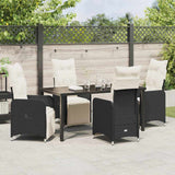 Garden Dining Set with Cushion 5 pcs Black Poly Rattan