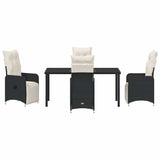 Garden Dining Set with Cushion 5 pcs Black Poly Rattan - Close-Up Angle