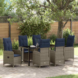 Garden Dining Set with Cushion 7 pcs Black Poly Rattan