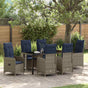 Garden Dining Set with Cushion 7 pcs Black Poly Rattan