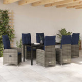 Garden Dining Set with Cushion 7 pcs Black Poly Rattan