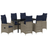 Garden Dining Set with Cushion 7 pcs Black Poly Rattan