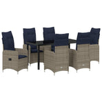 Garden Dining Set with Cushion 7 pcs Black Poly Rattan