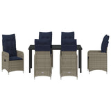 Garden Dining Set with Cushion 7 pcs Black Poly Rattan