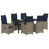 Garden Dining Set with Cushion 7 pcs Black Poly Rattan