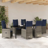 Garden Dining Set 7 pcs Black Poly Rattan - Top-Down View