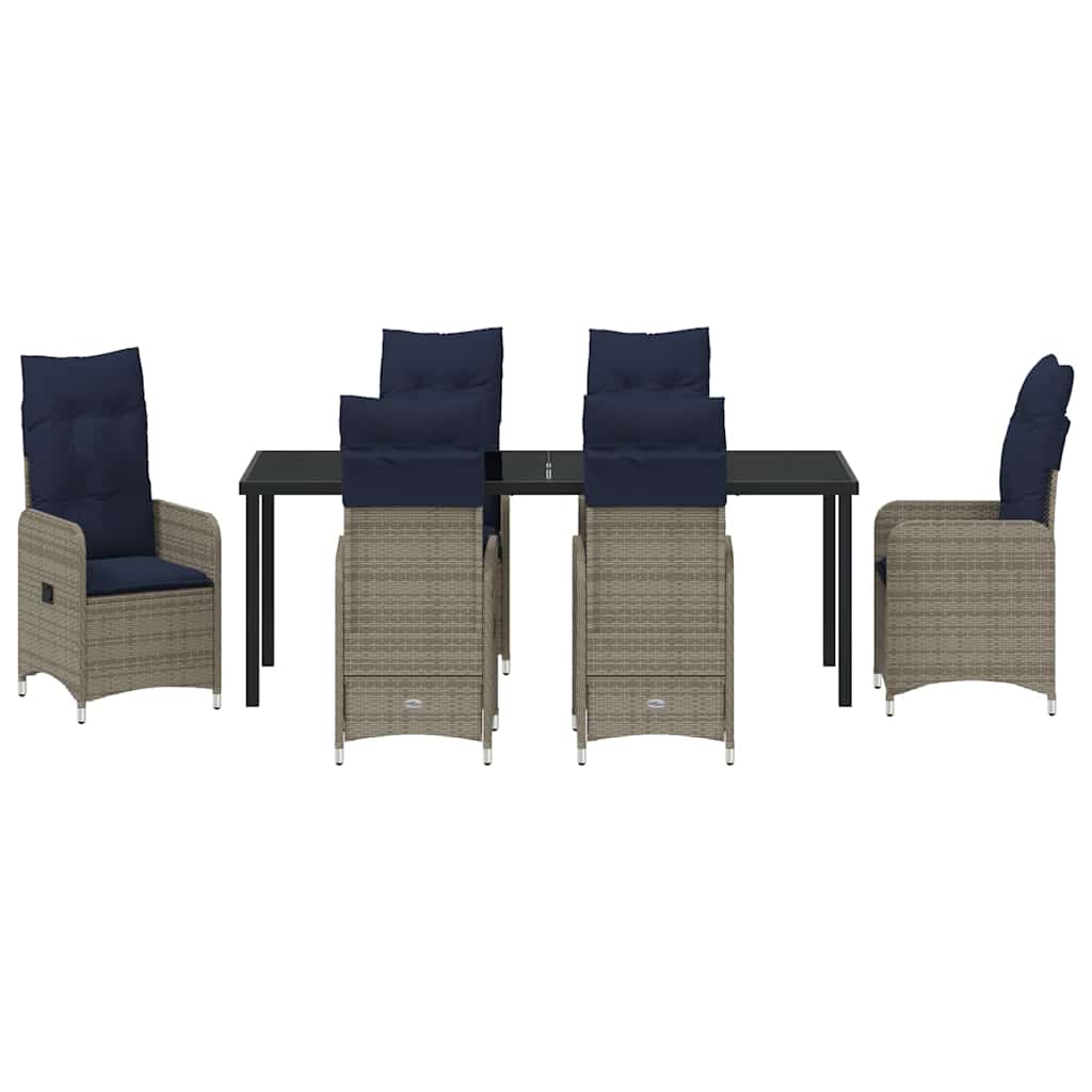 Garden Dining Set 7 pcs Black Poly Rattan