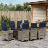 Garden Dining Set 9 pcs Black Poly Rattan