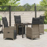 Garden Dining Set with Cushion 5 pcs Grey Poly Rattan - Top-Down View