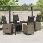 Garden Dining Set with Cushion 5 pcs Grey Poly Rattan