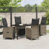 Garden Dining Set with Cushion 5 pcs Grey Poly Rattan - Top-Down View
