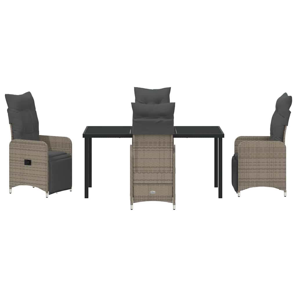 Garden Dining Set with Cushion 5 pcs Grey Poly Rattan