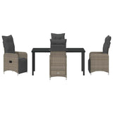 Garden Dining Set with Cushion 5 pcs Grey Poly Rattan