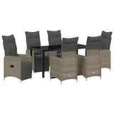 Garden Dining Set with Cushion 7 pcs Grey Poly Rattan