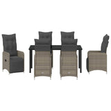 Garden Dining Set with Cushion 7 pcs Grey Poly Rattan