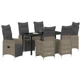 Garden Dining Set with Cushion 7 pcs Grey Poly Rattan