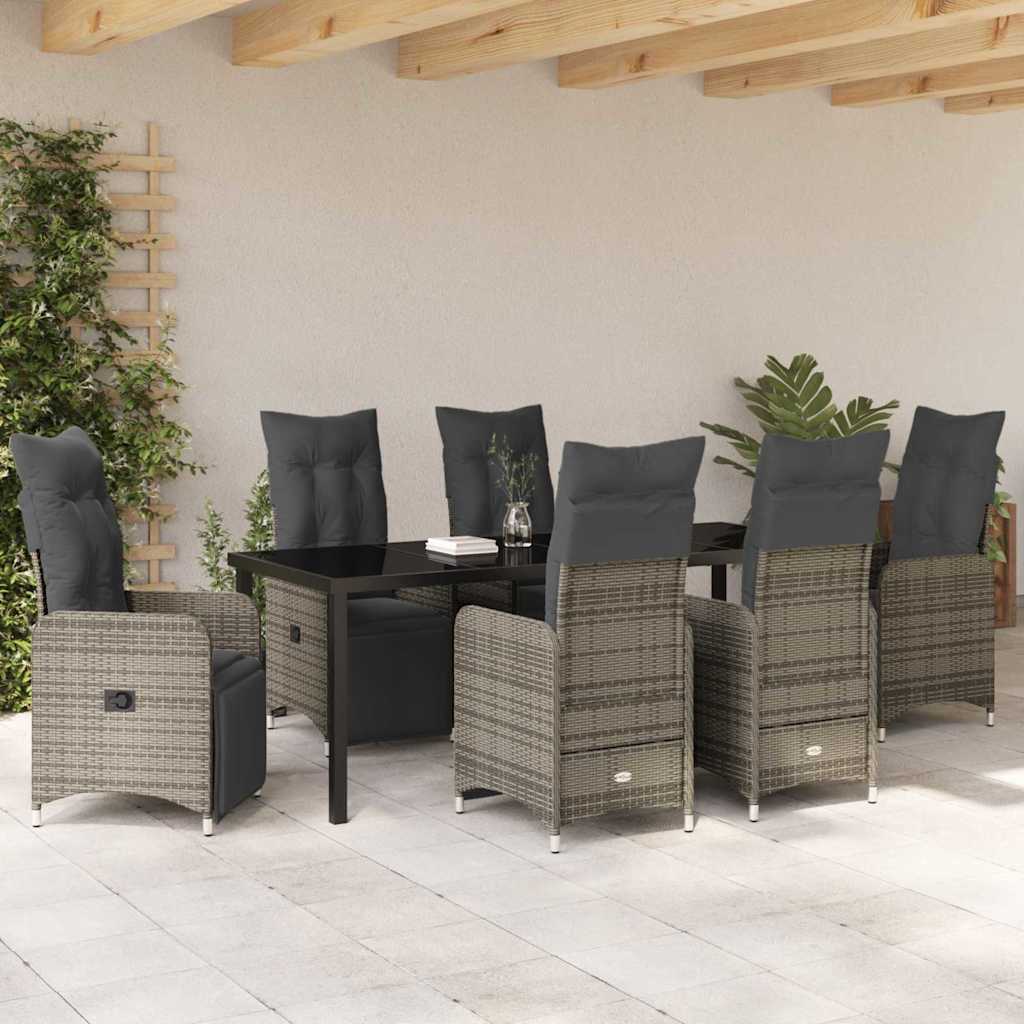 Garden Dining Set 7 pcs Grey Poly Rattan