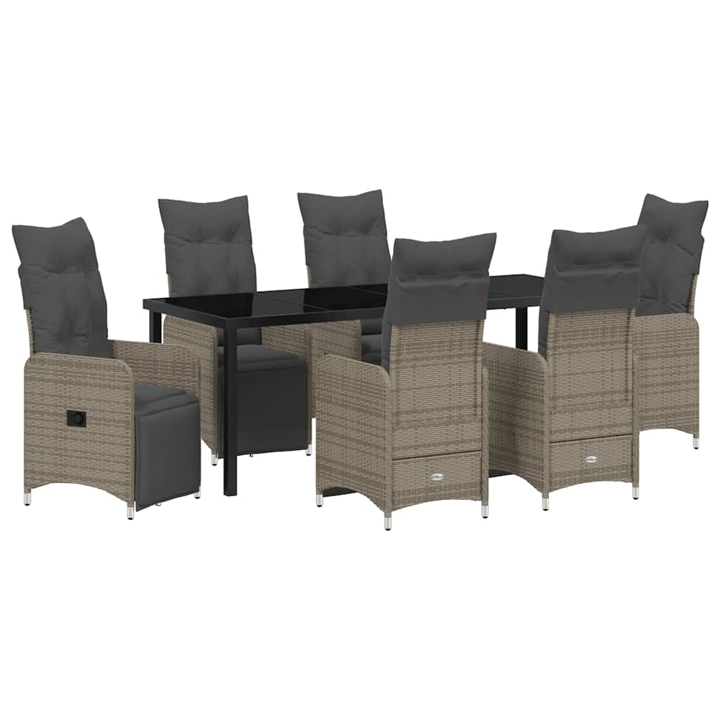 Garden Dining Set 7 pcs Grey Poly Rattan