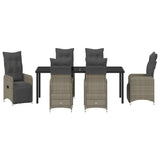 Garden Dining Set 7 pcs Grey Poly Rattan - Close-Up Angle