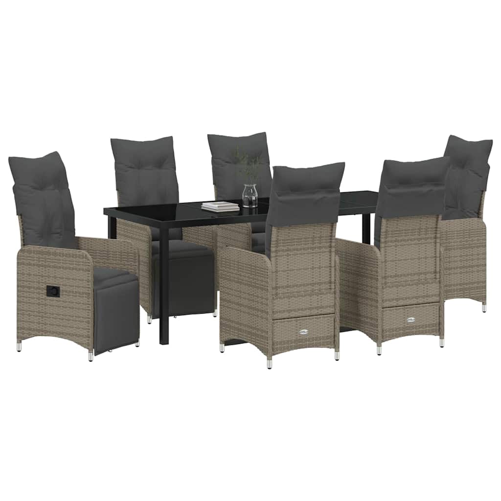 Garden Dining Set 7 pcs Grey Poly Rattan