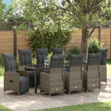 Garden Dining Set 9 pcs Grey Poly Rattan