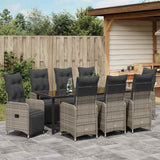 Garden Dining Set 9 pcs Grey Poly Rattan