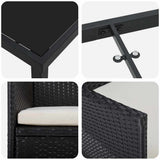 Garden Dining Set with Cushion 3 pcs Black Poly Rattan