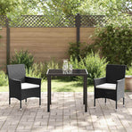 Garden Dining Set 3 pcs Black Poly Rattan