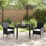 Garden Dining Set with Cushion 3 pcs Black Poly Rattan - Top-Down View