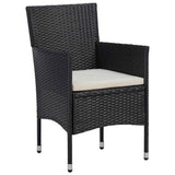 Garden Dining Set with Cushion 3 pcs Black Poly Rattan - Rear View