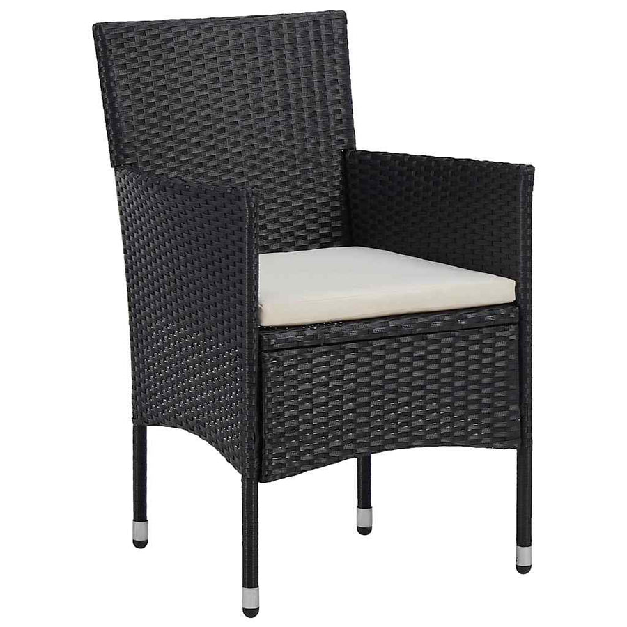 Garden Dining Set 3 pcs Black Poly Rattan