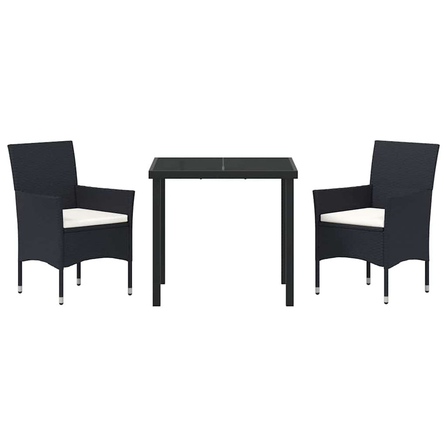 Garden Dining Set 3 pcs Black Poly Rattan