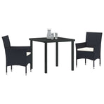 Garden Dining Set 3 pcs Black Poly Rattan