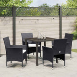 Garden Dining Set with Cushion 5 pcs Black Poly Rattan - Top-Down View