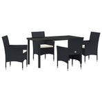 Garden Dining Set 5 pcs Black Poly Rattan