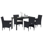 Garden Dining Set 5 pcs Black Poly Rattan