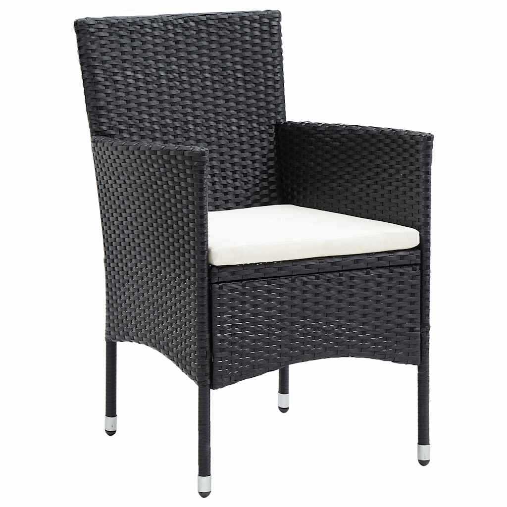 Garden Dining Set with Cushion 7 pcs Black Poly Rattan