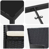 Garden Dining Set with Cushion 9 pcs Black Poly Rattan