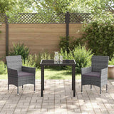 Garden Dining Set with Cushion 3 pcs Grey Poly Rattan - Top-Down View