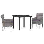 Garden Dining Set 3 pcs Grey Poly Rattan
