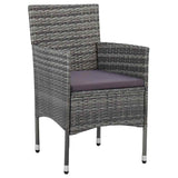 Garden Dining Set with Cushion 3 pcs Grey Poly Rattan