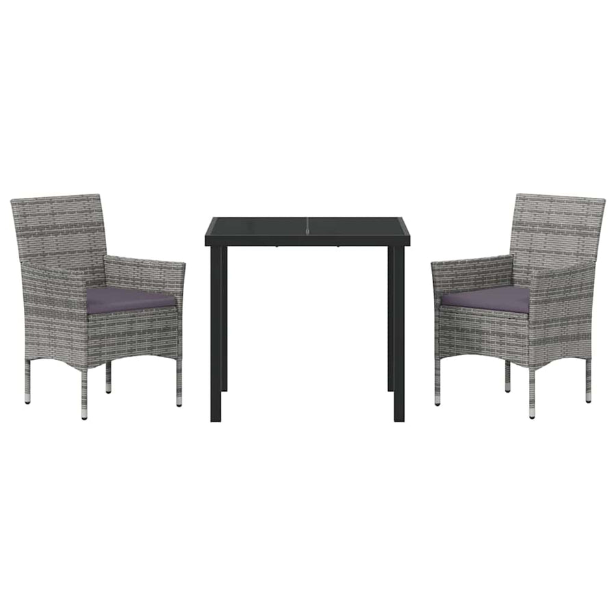 Garden Dining Set 3 pcs Grey Poly Rattan
