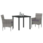 Garden Dining Set 3 pcs Grey Poly Rattan