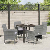 Garden Dining Set with Cushion 5 pcs Grey Poly Rattan