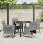 Garden Dining Set 5 pcs Grey Poly Rattan
